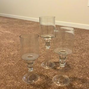Set of 3 Glass Vases. Small, Medium, and Large